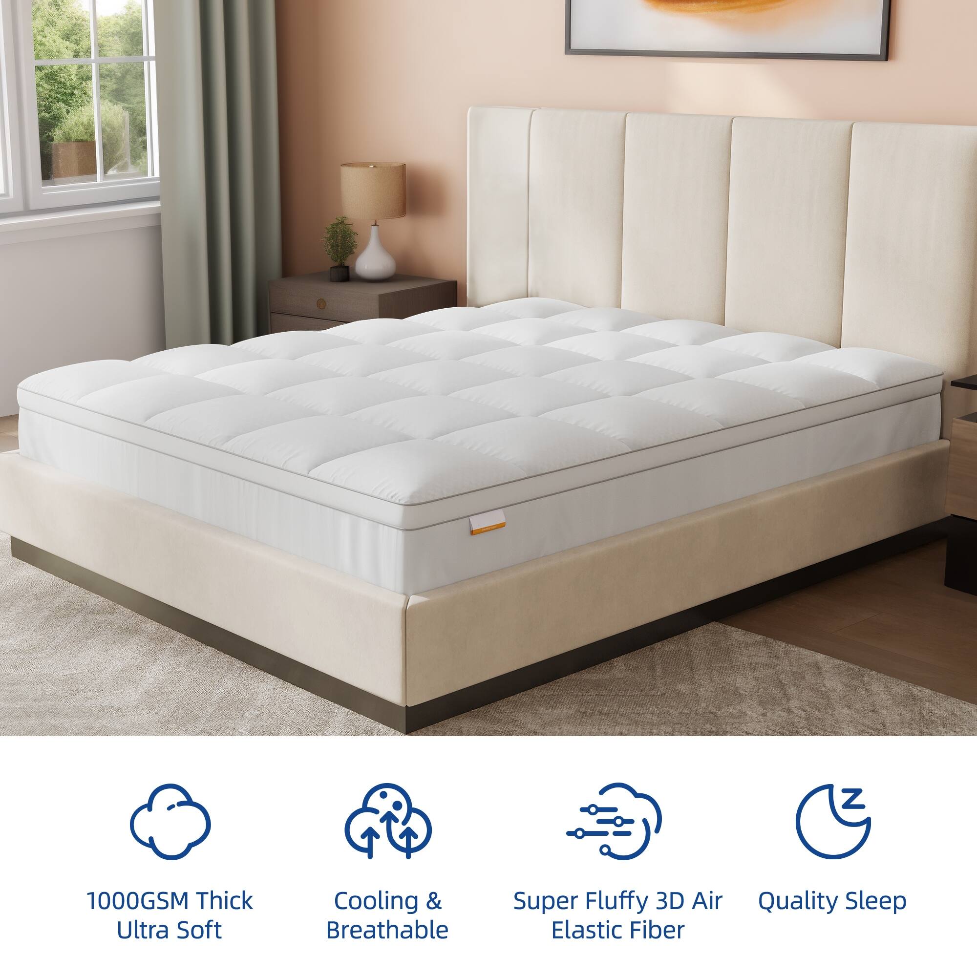 Moasis Mattress Topper Cooling Pillow Top Mattress Pad Cover with 821